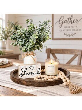 Rustic Modern Farmhouse Decor Set of 6 - Chic Living Room Accent Pieces